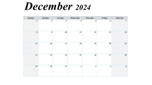 December 2024 blank printable calendar for personal or professional use.