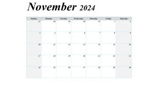 November 2024 blank printable calendar for personal or professional use.