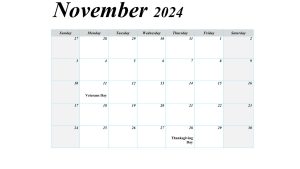 November 2024 Calendar with U.S. Holidays