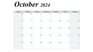 October 2024 blank printable calendar with a clean design.