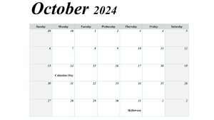 October 2024 printable calendar with U.S. holidays.