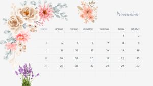 November 2024 Floral-themed calendar with delicate seasonal flowers.